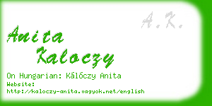 anita kaloczy business card